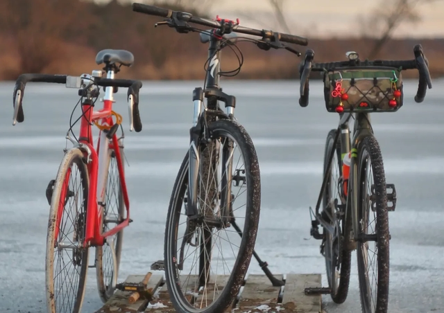 Bicycles on the background of the river