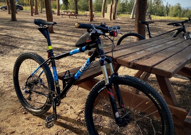 Bicycle on the background of the forest